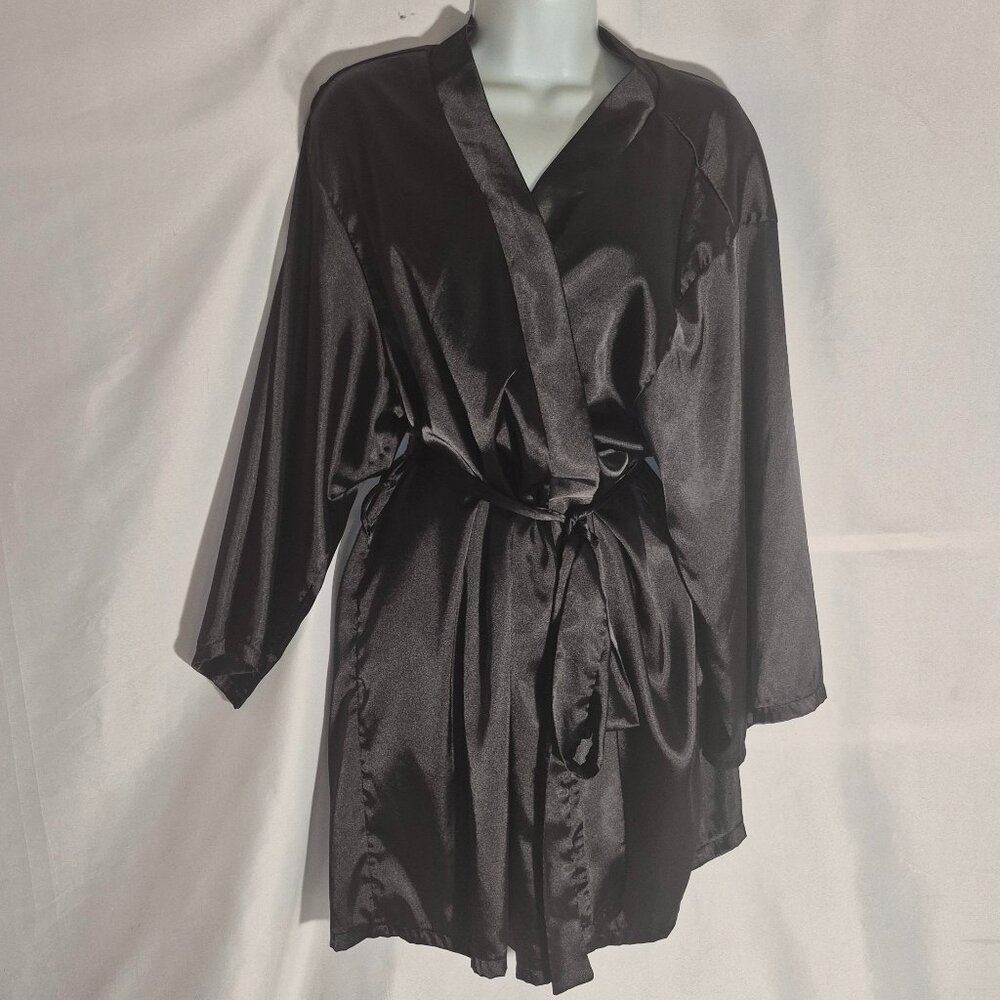 SHEIN stylish black robe with belt tie in size 4XL
